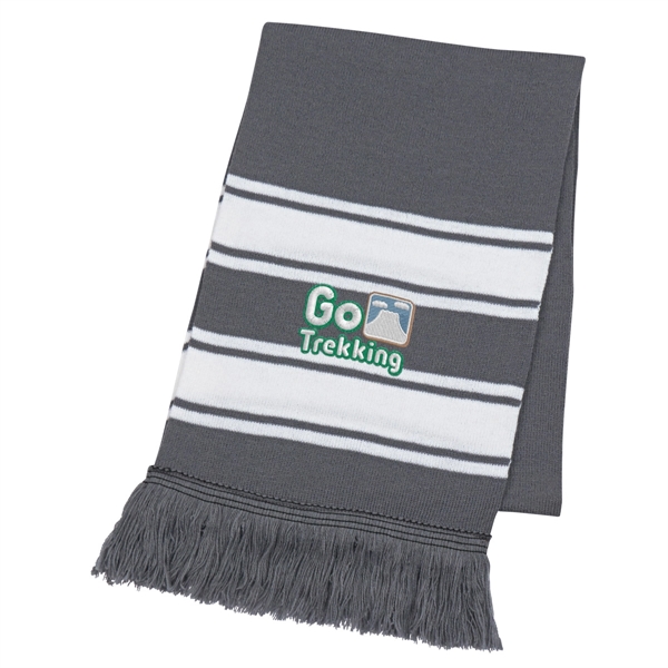 Two-Tone Knit Scarf With Fringe - Image 7