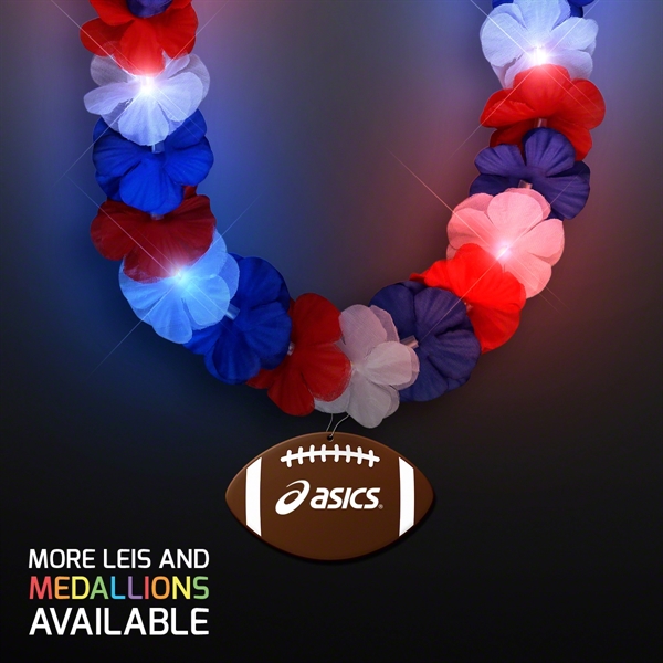 Red, White & Blue LED Hawaiian Lei with Medallion - Image 6