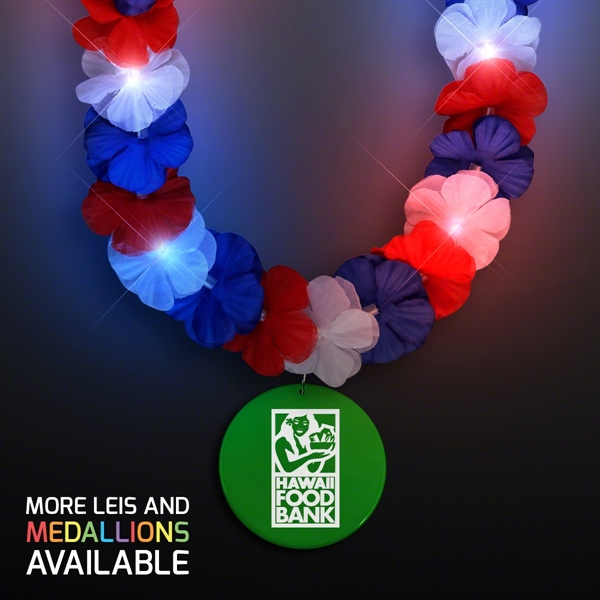Red, White & Blue LED Hawaiian Lei with Medallion - Image 7
