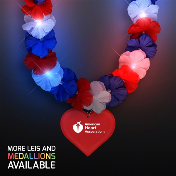 Red, White & Blue LED Hawaiian Lei with Medallion - Image 8