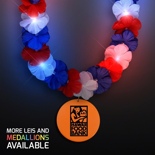 Red, White & Blue LED Hawaiian Lei with Medallion - Image 9