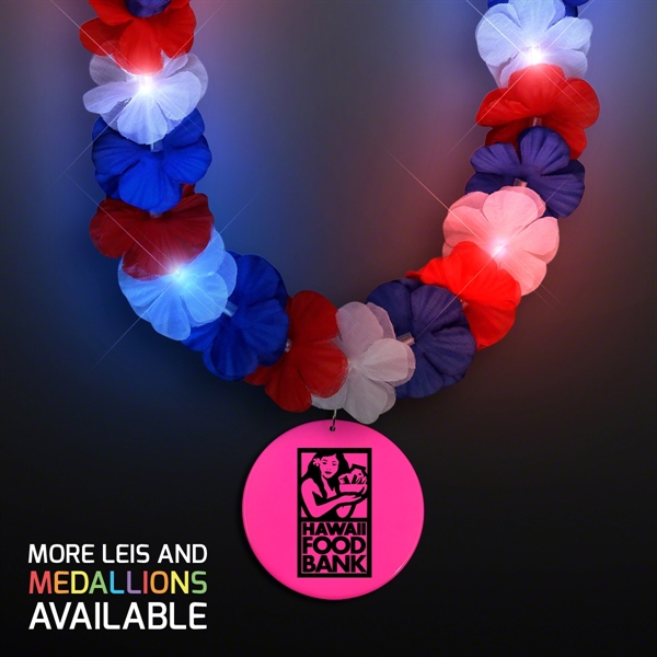 Red, White & Blue LED Hawaiian Lei with Medallion - Image 10