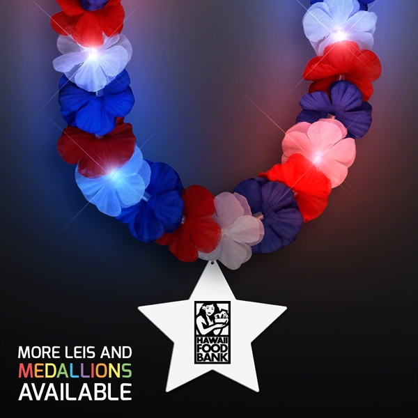 Red, White & Blue LED Hawaiian Lei with Medallion - Image 16
