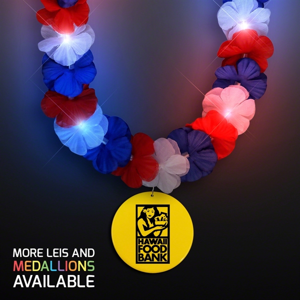 Red, White & Blue LED Hawaiian Lei with Medallion - Image 18