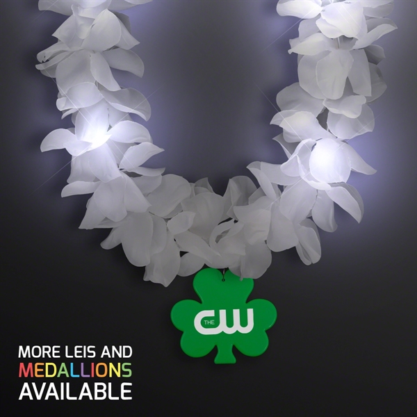 White Flower Light Up Lei with Medallion - Image 20