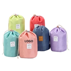 Travel Toiletry Cylinder Drawstring Wash Bag    