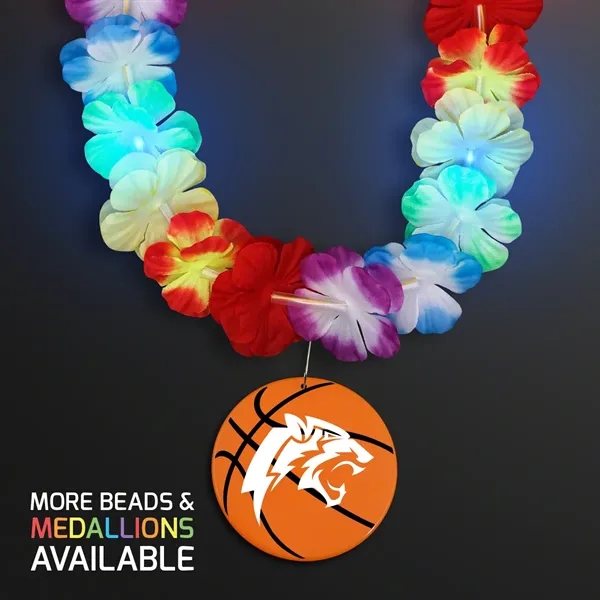 LED Rainbow Flower Lei Party Necklace with Medallion - Image 17