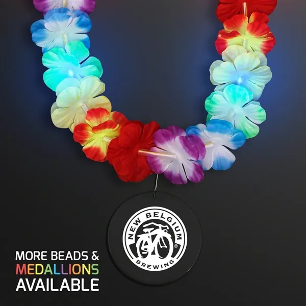 LED Rainbow Flower Lei Party Necklace with Medallion - Image 18