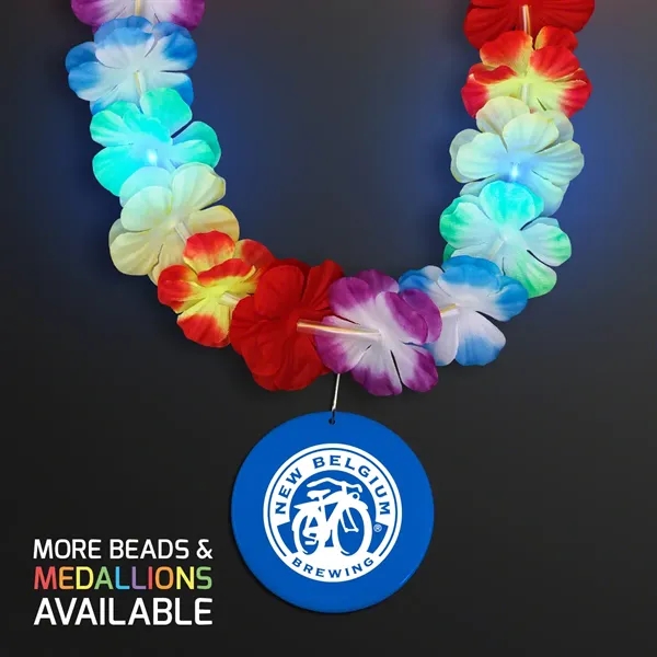 LED Rainbow Flower Lei Party Necklace with Medallion - Image 19