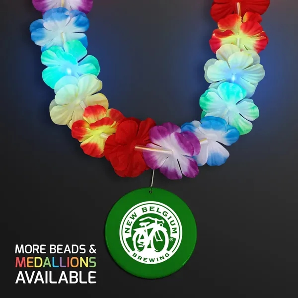 LED Rainbow Flower Lei Party Necklace with Medallion - Image 22