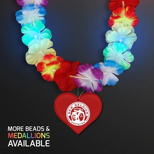 LED Rainbow Flower Lei Party Necklace with Medallion - Image 23