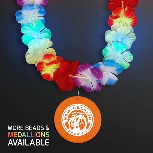 LED Rainbow Flower Lei Party Necklace with Medallion - Image 24