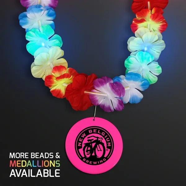 LED Rainbow Flower Lei Party Necklace with Medallion - Image 25