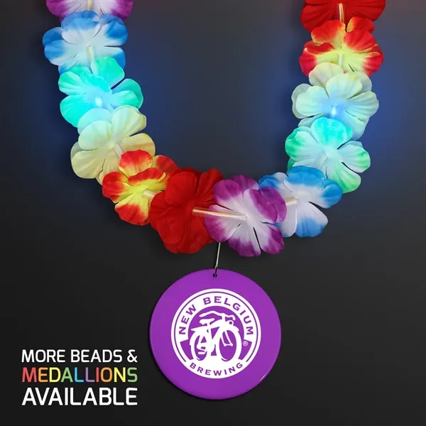 LED Rainbow Flower Lei Party Necklace with Medallion - Image 26
