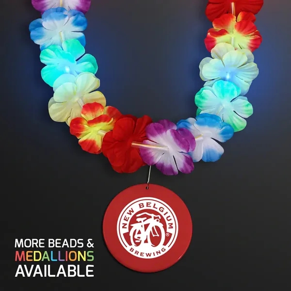LED Rainbow Flower Lei Party Necklace with Medallion - Image 27