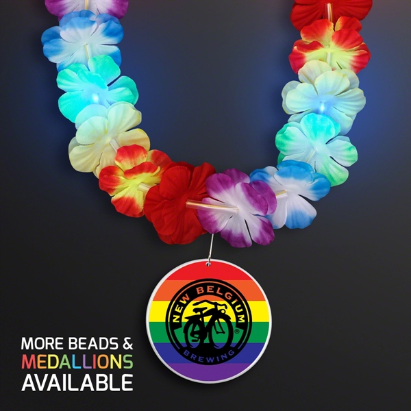LED Rainbow Flower Lei Party Necklace with Medallion - Image 28