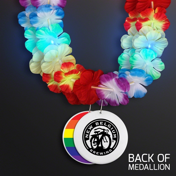 LED Rainbow Flower Lei Party Necklace with Medallion - Image 29
