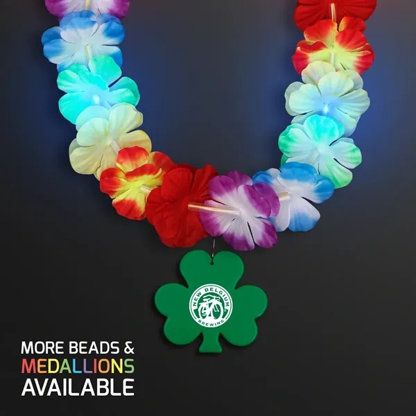 LED Rainbow Flower Lei Party Necklace with Medallion - Image 30