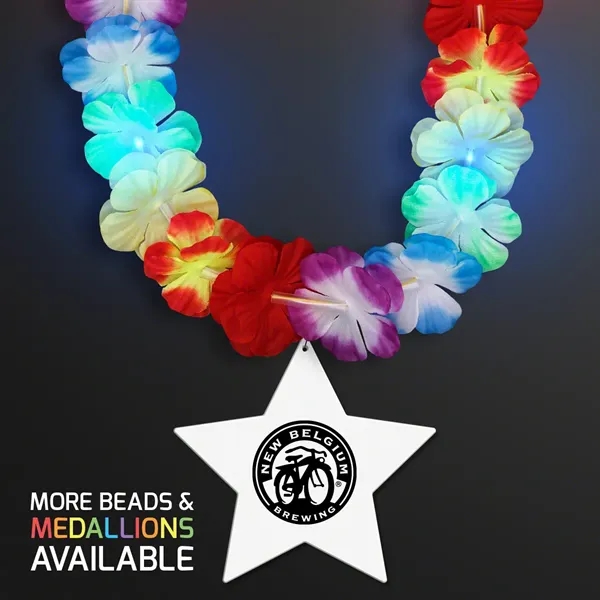 LED Rainbow Flower Lei Party Necklace with Medallion - Image 31
