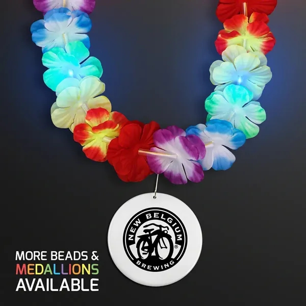 LED Rainbow Flower Lei Party Necklace with Medallion - Image 32