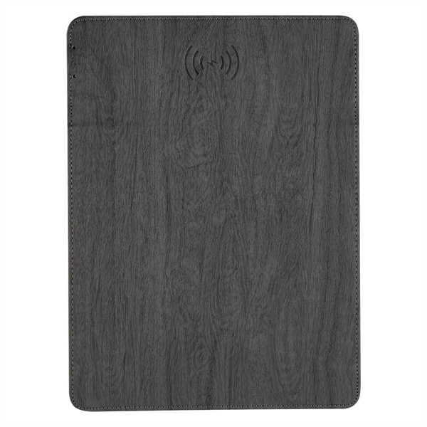 Woodgrain Wireless Charging Mouse Pad With Phone Stand - Image 5