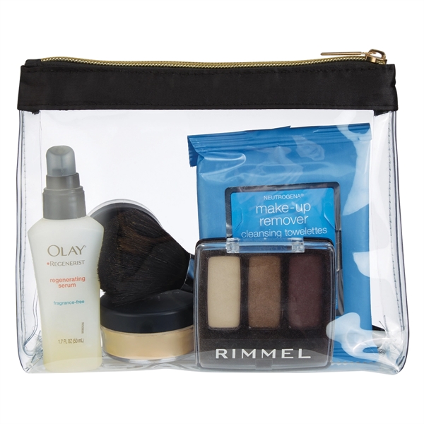 Sadie Satin Clear Cosmetic Bag - Image 7