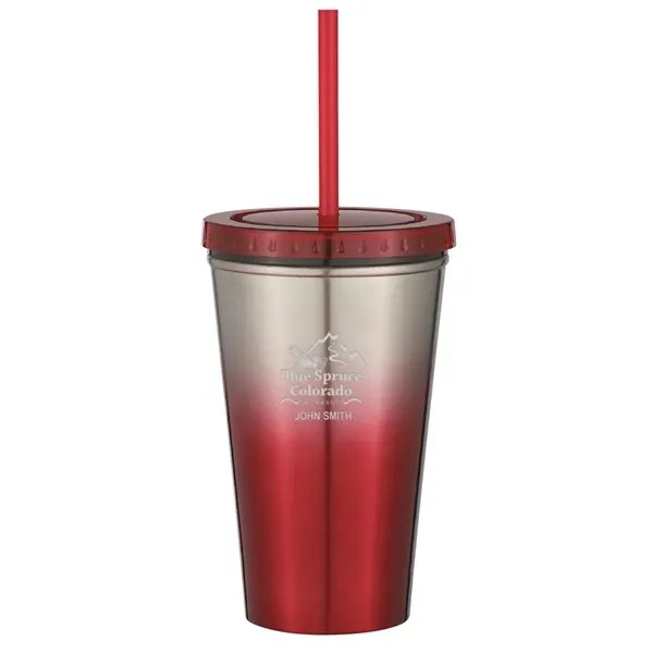 16 Oz. Stainless Steel Double Wall Chroma Tumbler With Straw - Image 10