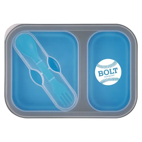 Collapsible 2-Section Food Container with Dual Utensil - Image 4
