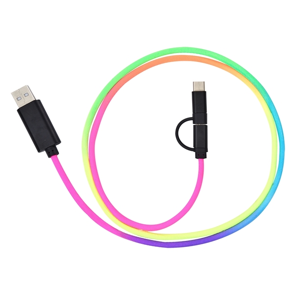 3-In-1 3 Ft. Rainbow Braided Charging Cable - Image 3