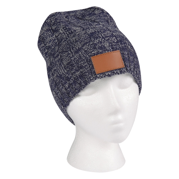 Knit Beanie With Leather Tag - Image 4