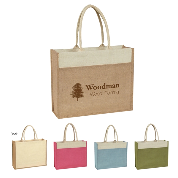 Jute Tote Bag With Front Pocket - Image 1
