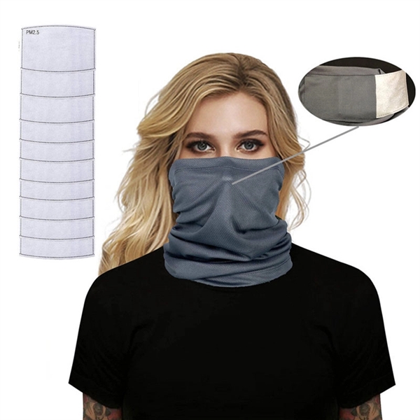 Cylcing Neck Gaiter Polyester Face Mask 5 Pcs Filters - Image 1