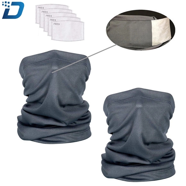 Cylcing Neck Gaiter Polyester Face Mask 5 Pcs Filters - Image 3
