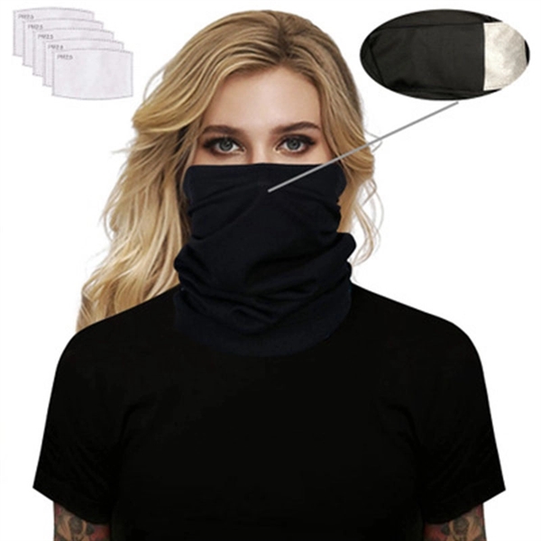 Cylcing Neck Gaiter Polyester Face Mask 5 Pcs Filters - Image 5