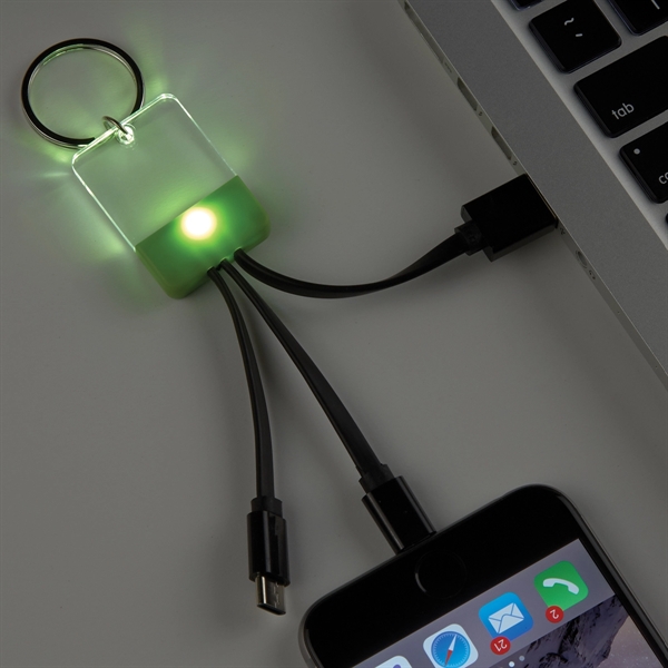 3-In-1 Clear View Light Up Cable Key Ring - Image 8