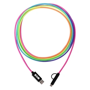 3-In-1 10 Ft. Rainbow Braided Charging Cable