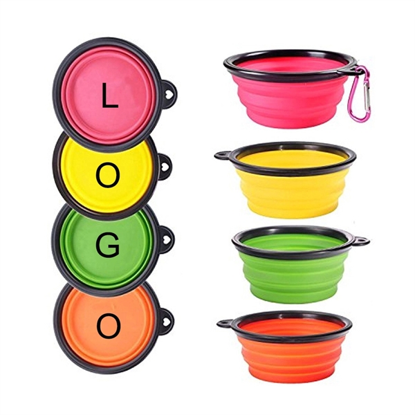 Silicone Collapsible Dog Bowl with Carabiner Clip