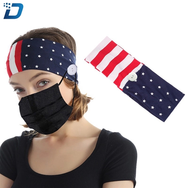 America Flag Button Headband Yoga Sports Headband - Image 2