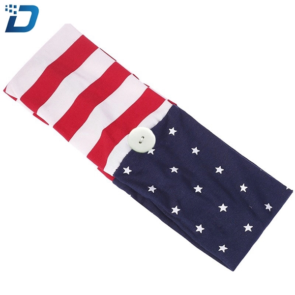 America Flag Button Headband Yoga Sports Headband - Image 3