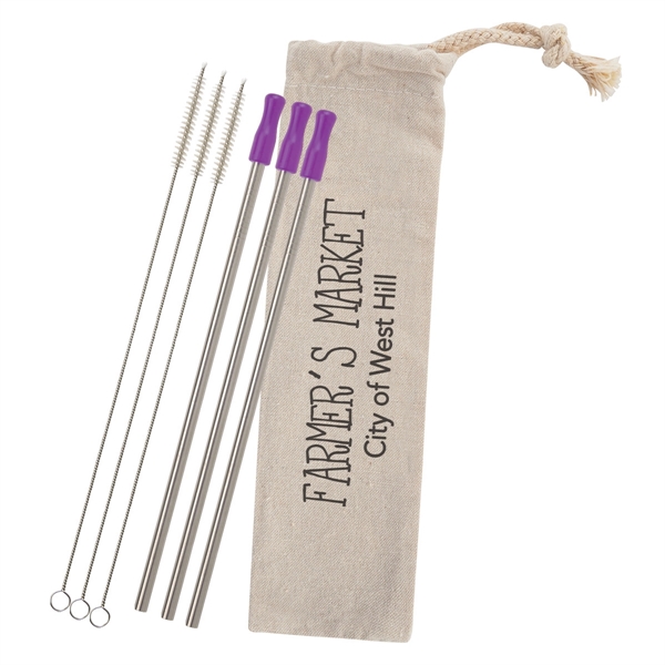 3-Pack Stainless Straw Kit with Cotton Pouch - Image 9