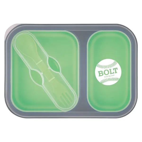 Collapsible 2-Section Food Container with Dual Utensil - Image 5
