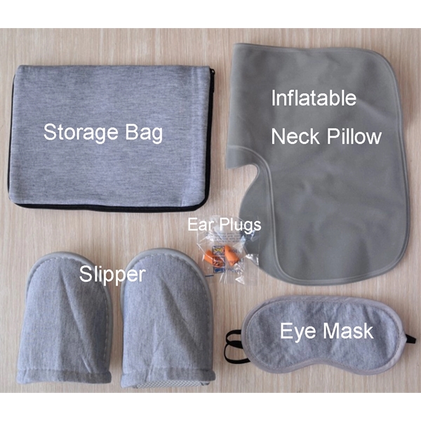 Travel Pillow Kit W/ Slippers & Eye Mask - Image 3