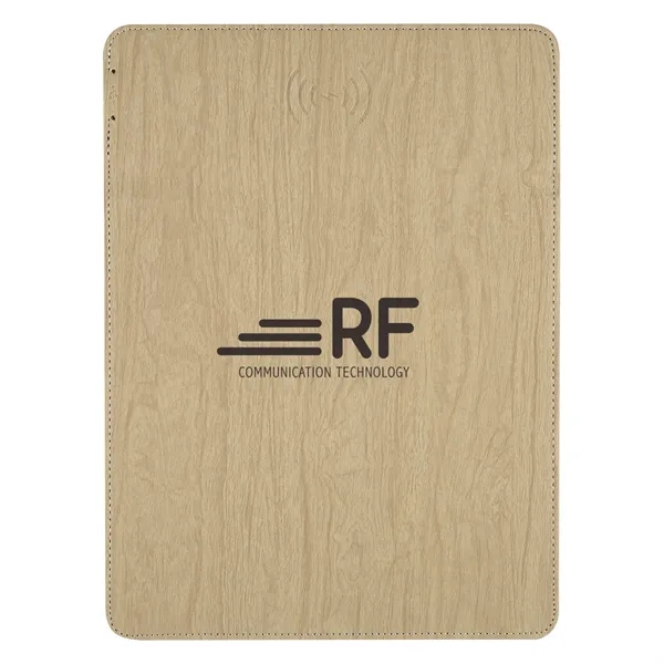 Woodgrain Wireless Charging Mouse Pad With Phone Stand - Image 6