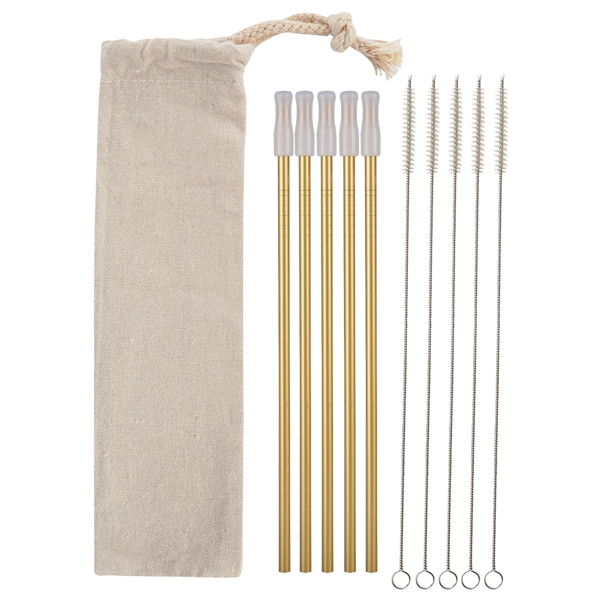 5- Pack Park Avenue Stainless Straw Kit with Cotton Pouch - Image 5