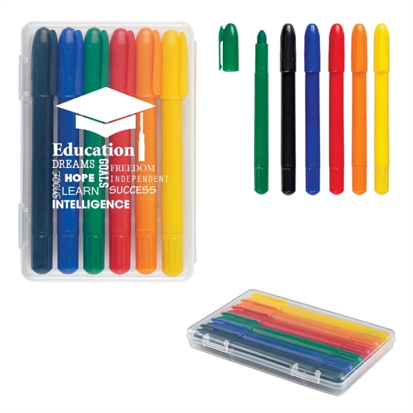 6-Piece Retractable Crayons In Case - Image 1
