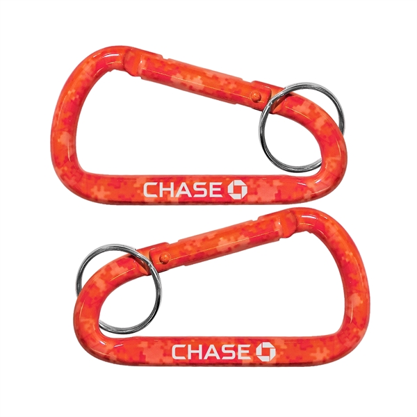 Red Camouflage Carabiner with Key Ring - Image 1