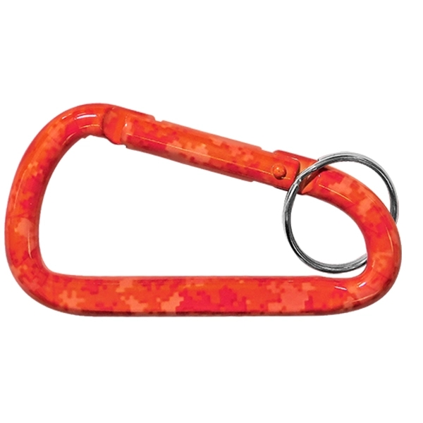 Red Camouflage Carabiner with Key Ring - Image 2