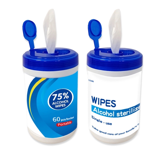 60pcs 75% Alcohol Wipes In Canister - Image 1