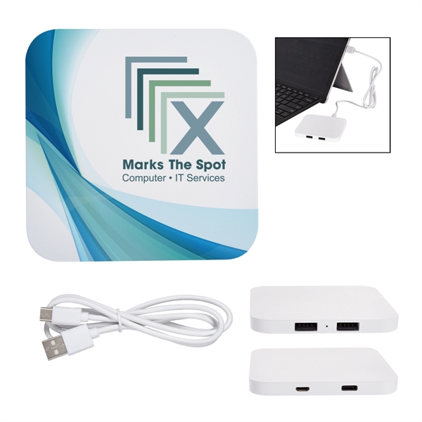 Power Up 2-Port USB Hub & Wireless Charging Pad - Image 1
