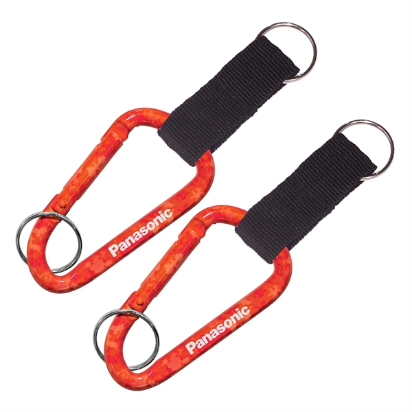 Red Camouflage Carabiner and strap w/ Split Ring